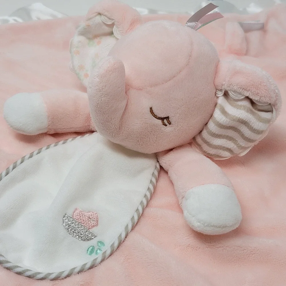 Douglas Baby Soft Pink Elephant Lovey Plush Security Blanket Satin Edge